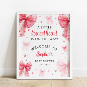 Little Sweetheart Red Bow Baby Dusche Willkommen Poster