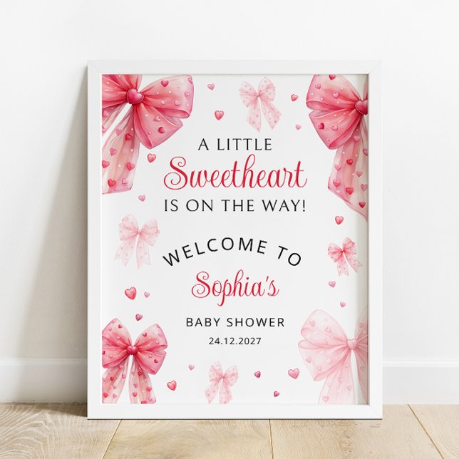 Little Sweetheart Red Bow Baby Dusche Willkommen Poster (Von Creator hochgeladen)