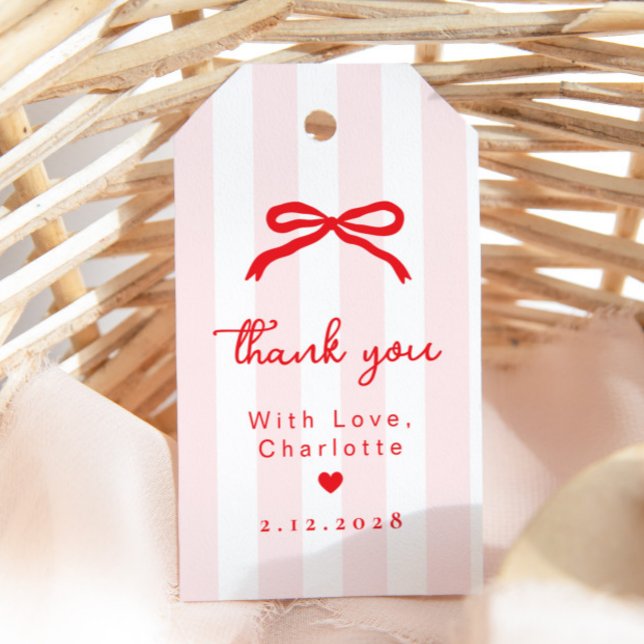 Little Sweetheart Red Bow Birthday Thank you Geschenkanhänger (Von Creator hochgeladen)