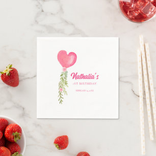 Little Sweetheart Red Heart Balloon Geburtstag Serviette