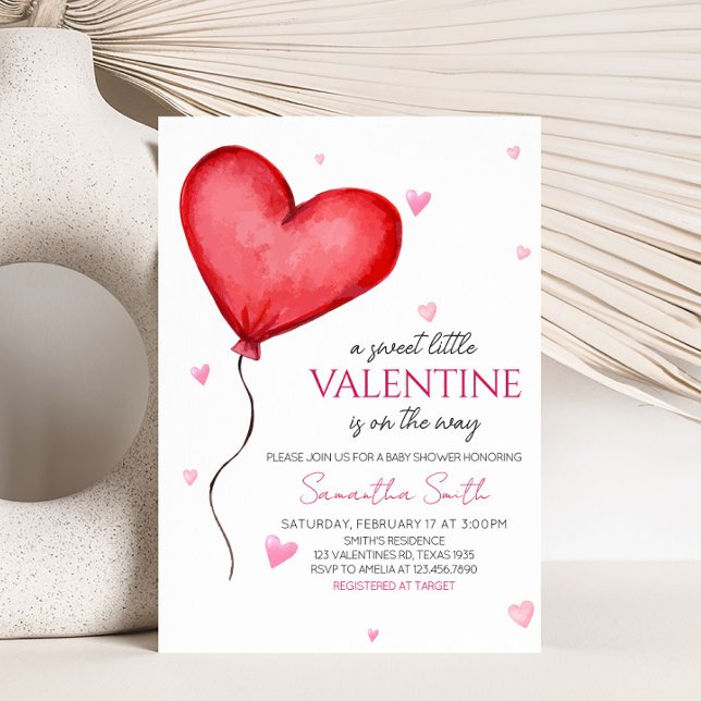 Little Sweetheart Red Valentine Baby Dusche Einladung (Minimalist Little Sweetheart Baby Shower Invitation)