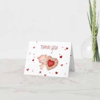 Little Sweetheart Red Valentines Boy Baby Dusche Dankeskarte