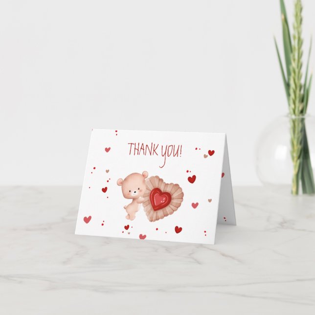 Little Sweetheart Red Valentines Boy Baby Dusche Dankeskarte (Vorderseite)