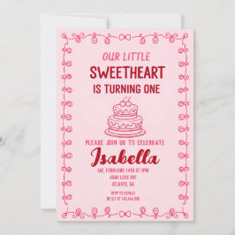 Little Sweetheart Valentine 1st Birthday Cake  Einladung