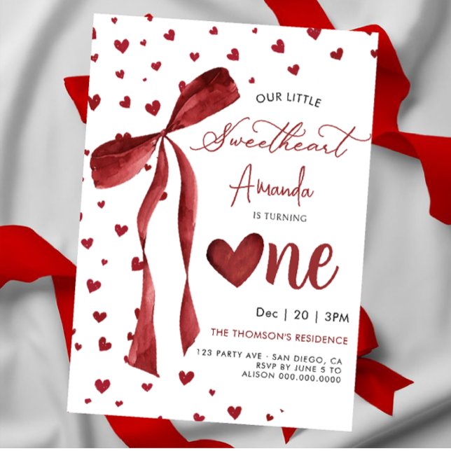 Little Sweetheart Valentine 1st birthday Einladung (Von Creator hochgeladen)