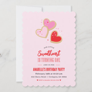 Little Sweetheart Valentine 1st Birthday Party Einladung