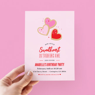 Little Sweetheart Valentine 1st Birthday Party Einladung