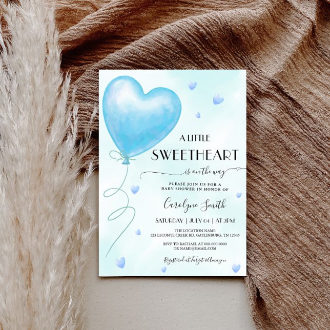 Little Sweetheart Valentine Blue Boy Baby Dusche Einladung (Von Creator hochgeladen)