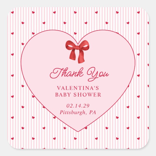 Little Sweetheart Valentine Coquette Quadratischer Aufkleber (Vorderseite)