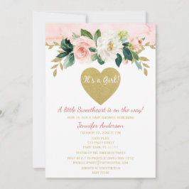 Little Sweetheart Valentine Girl Pink Baby Dusche Einladung