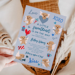 Little Sweetheart Valentine Puppy Baby Dusche Blau Einladung
