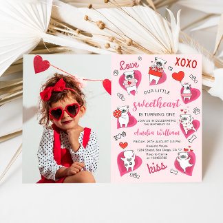 Little Sweetheart Valentine Welppy Birthday Foto Einladung