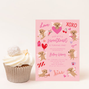 Little Sweetheart Valentine Welppy Birthday Party Einladung