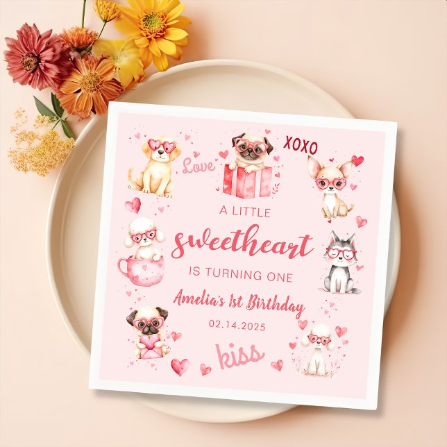 Little Sweetheart Valentine Welppy zum Geburtstag  Serviette (Von Creator hochgeladen)