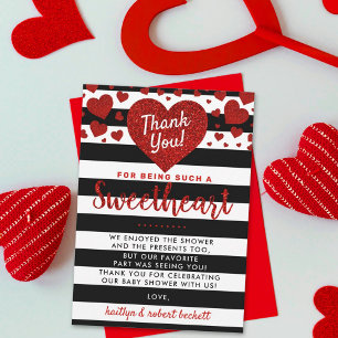 Little Sweetheart Valentine's Day Baby Shower Dankeskarte