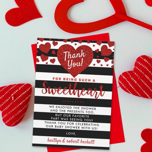 Little Sweetheart Valentine's Day Baby Shower Dankeskarte (Von Creator hochgeladen)