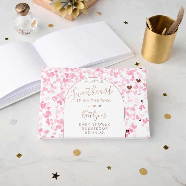 Little Sweetheart Valentine's Day Baby Shower Gästebuch (Vorderseite Offen)