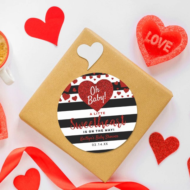 Little Sweetheart Valentine's Day Baby Shower Runder Aufkleber (Von Creator hochgeladen)
