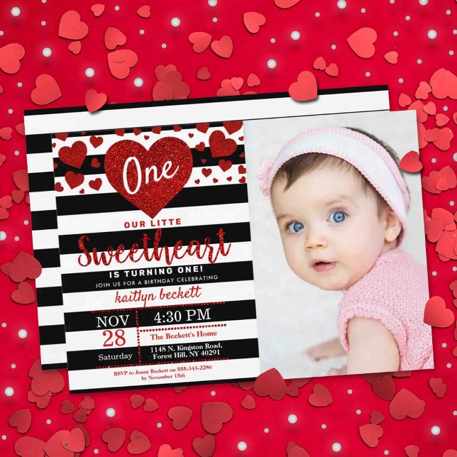 Little Sweetheart Valentine's Day Birthday Foto Einladung (Von Creator hochgeladen)