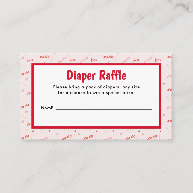 Little Sweetheart Valentines Diaper Raffle Begleitkarte (Vorderseite)
