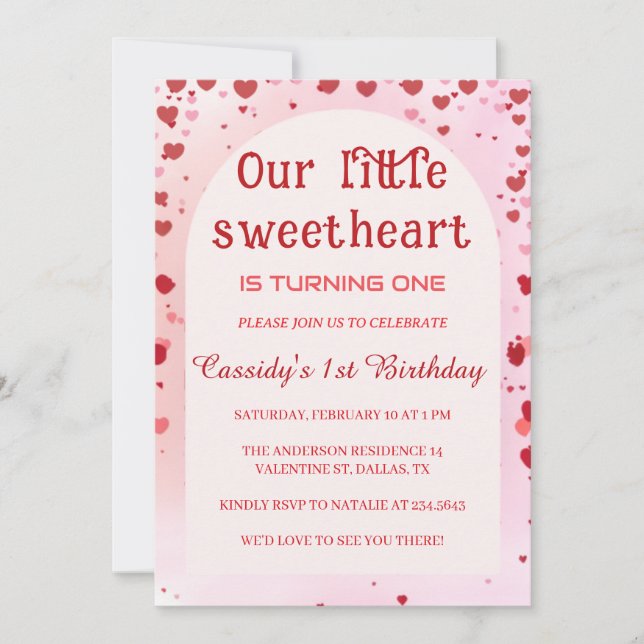 Little Sweetheart Valentines Einladung zum Geburts (Vorderseite)