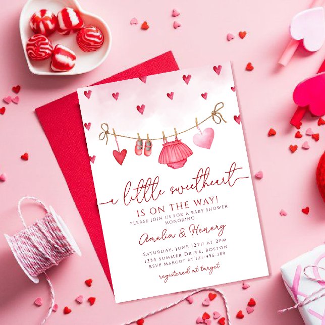 Little Sweetheart Valentines Girl Baby Dusche Einladung (Von Creator hochgeladen)