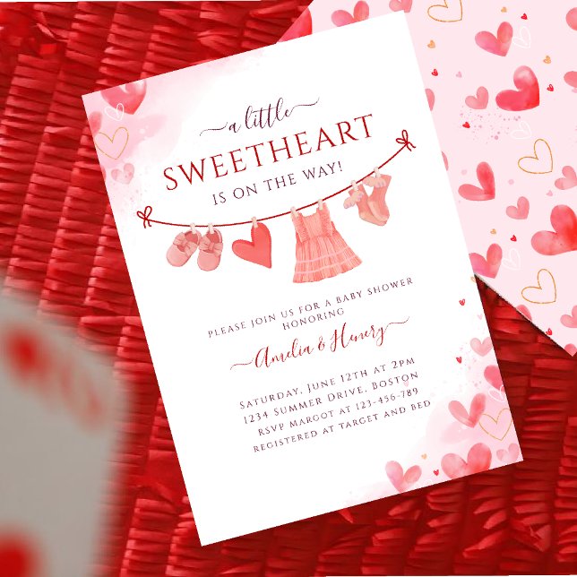  Little Sweetheart Valentines Girl Baby Shower Einladung (Von Creator hochgeladen)