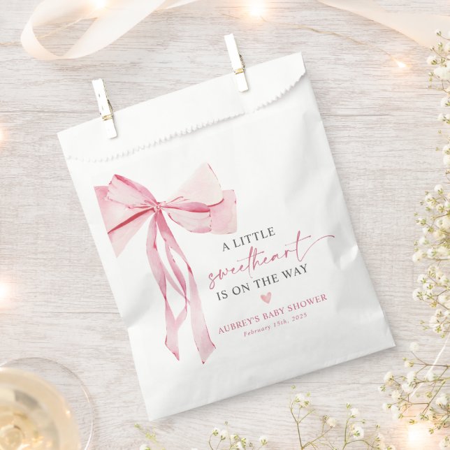 Little Sweetheart Valentine's Pink Bow Baby Shower Geschenktütchen (Ausgeschnitten)