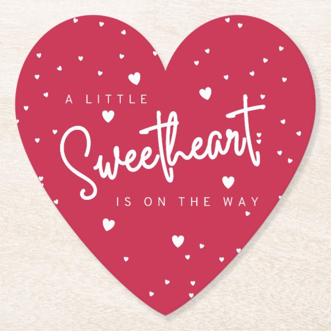 Little Sweetheart - Valentinins Babydusche Red Untersetzer (Vorderseite)