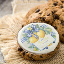 Little Sweetie Blue Bow Tile Lemon Baby Shower