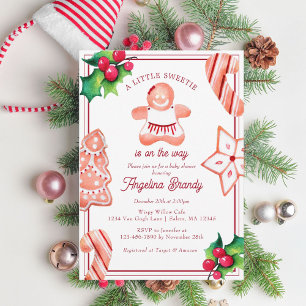 Little Sweetie Christmas Gingerbread Baby Dusche Einladung