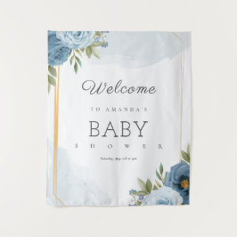 Little Sweetie Elegante Blue Botanical Baby Shower Wandteppich