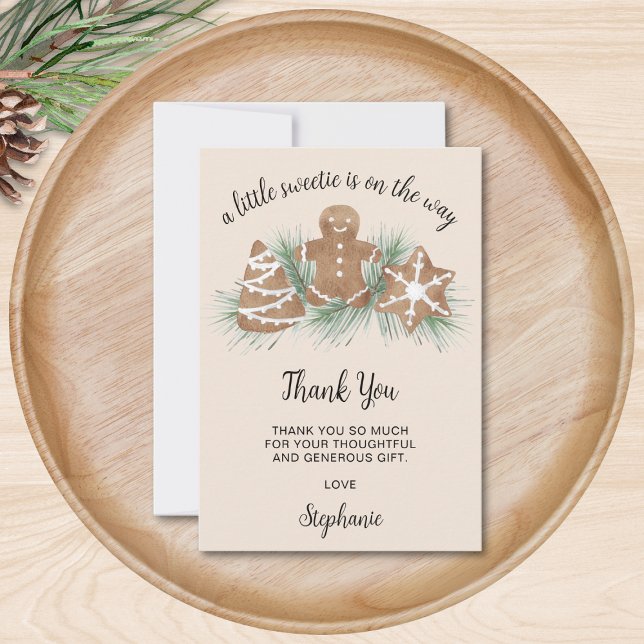Little Sweetie Gingerbread Christmas Baby Shower  Dankeskarte (Von Creator hochgeladen)