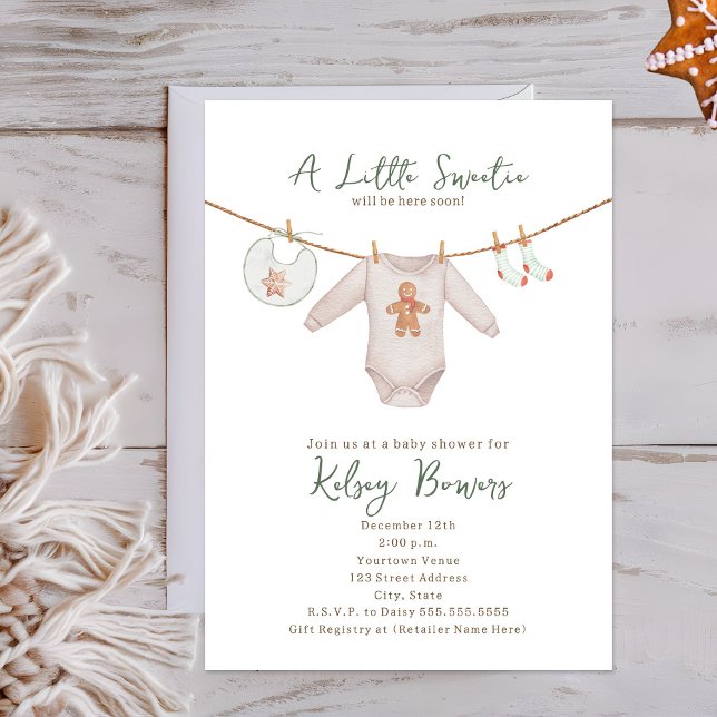 Little Sweetie Gingerbrot Keksneutrales Baby Einladung (Von Creator hochgeladen)