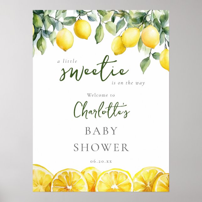 Little Sweetie Lemon Baby Dusche Begrüßungszeichen Poster (Vorne)