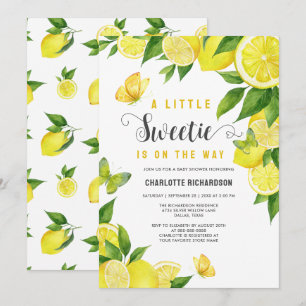 Little Sweetie Lemon Citrus Butterfly Baby Dusche Einladung