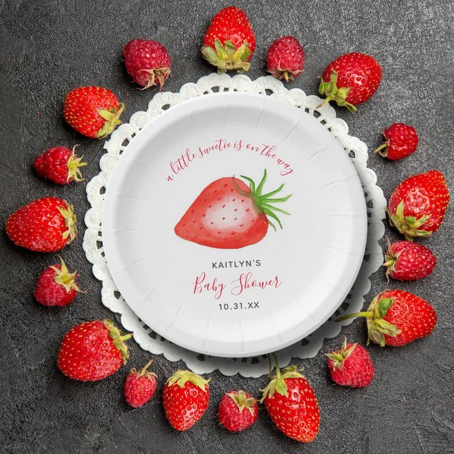Little Sweetie Strawberry Baby Shower Pappteller (Von Creator hochgeladen)