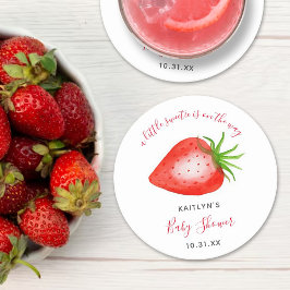 Little Sweetie Strawberry Baby Shower Runder Pappuntersetzer