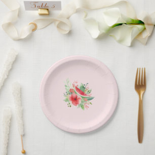 Little Sweetie 🍉 Wassermelonen-Blumen-Baby-Party Pappteller