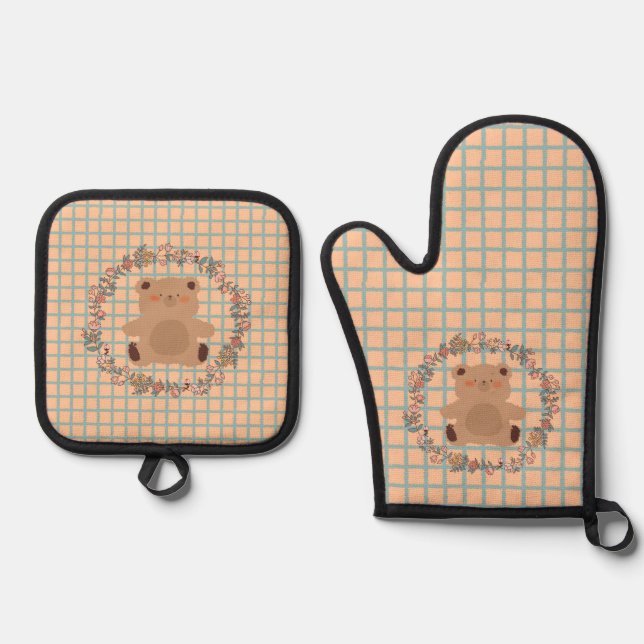 Little Teddy Bear Ofenhandschuh & Topflappen-Set (Vorderseite)