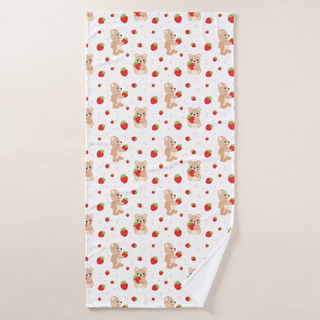 Little teddy bear with strawberry (Serviette de bain)