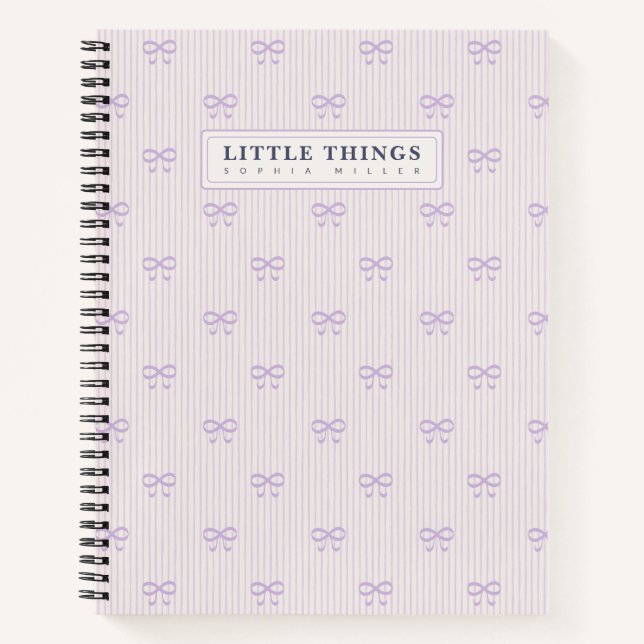Little Things Personalized Coquette Bows Lilac Notizbuch (Vorderseite)