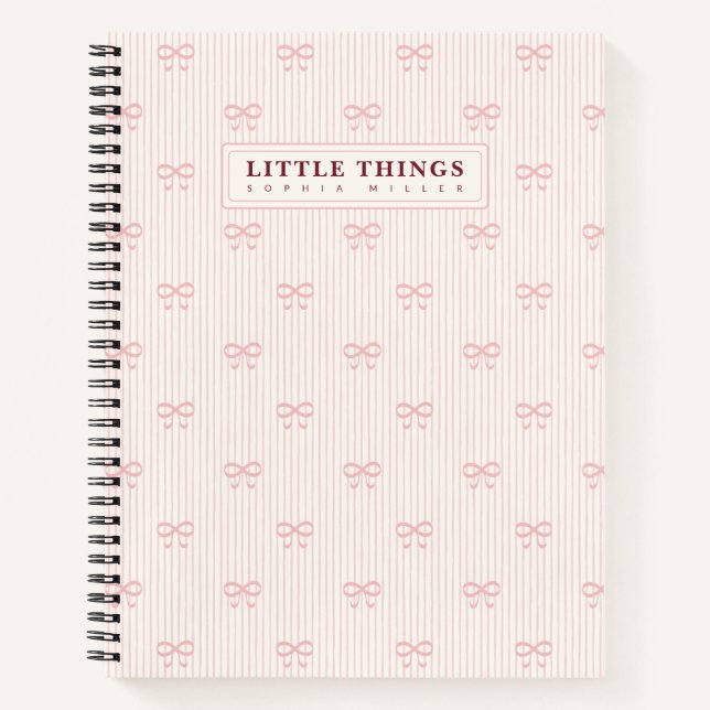 Little Things Personalized Coquette Bows Pink Notizbuch (Vorderseite)