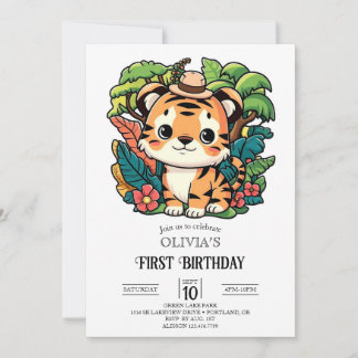 Little Tiger 1. Geburtstag digital Einladung