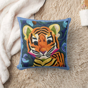 Little Tiger Cub quilt like Design Throw Kissen