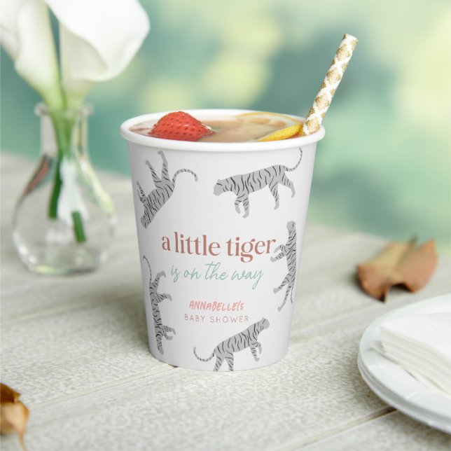 Little Tiger Modern Gray Baby Dusche Pappbecher (In Situ)