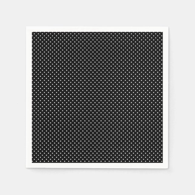 Little Tiny Polka Dots Schwarz und Weiß Serviette (Vorderseite)