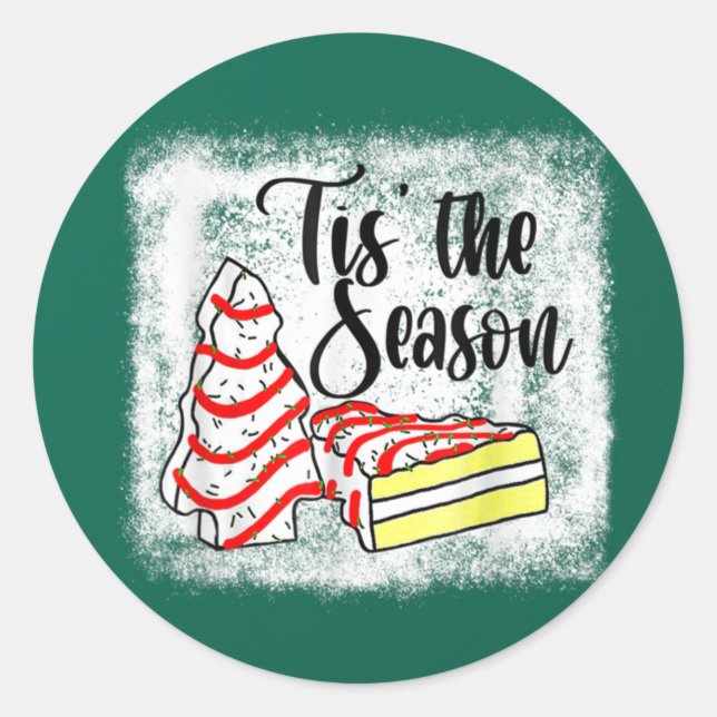 Little Tis' The Season Christmas Tree Cakes Debbie Runder Aufkleber (Vorderseite)