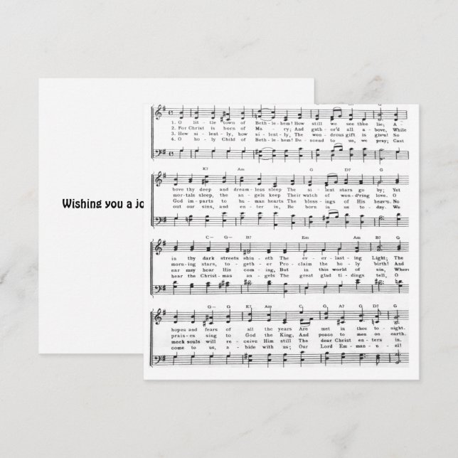 Little Town Bethlehem Sheet Musik Weihnachten (Vorne/Hinten)