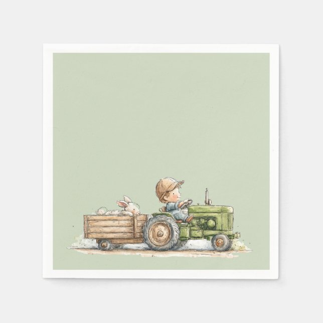 Little Tractor Farm Birthday Serviette (Vorderseite)